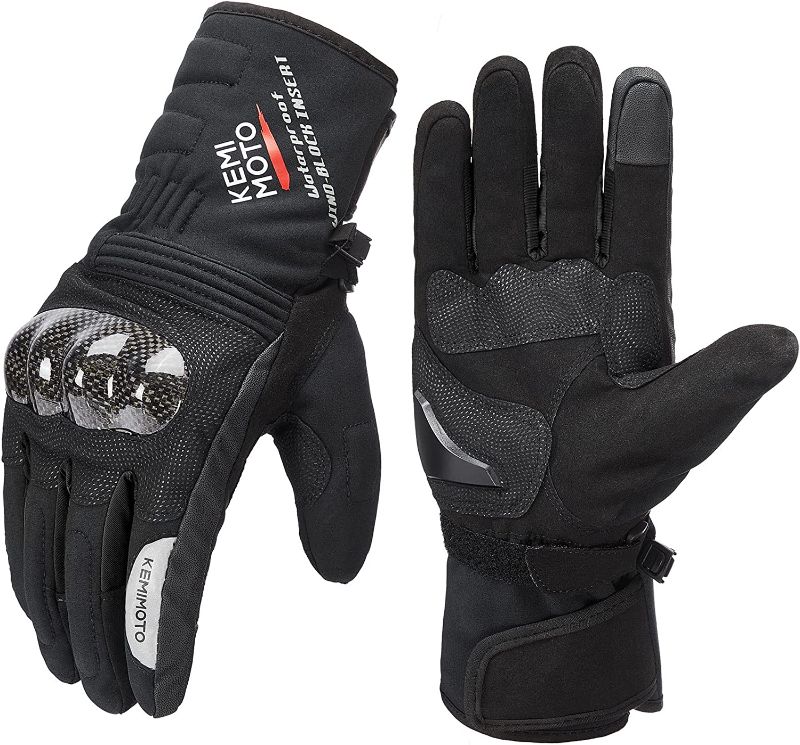 Photo 1 of [Size XL] Motorcycle Winter Gloves Men Gauntlet Touch Screen Gloves -Black