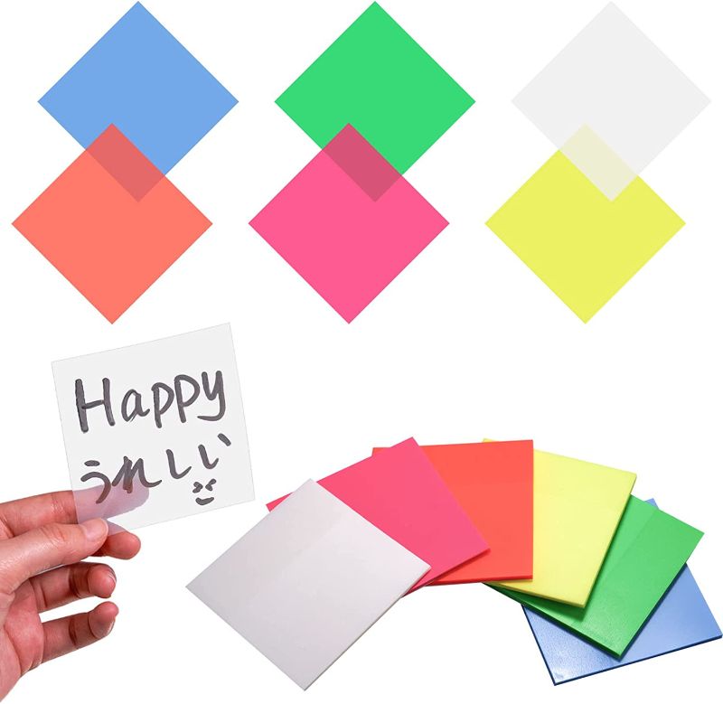 Photo 1 of Limited-time deal: Transparent Sticky Notes,Colorful 300 Sheets 6 Packs Clear Sticky Notes,3X3 Inch 