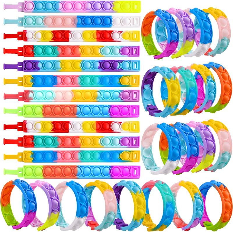 Photo 1 of 32 Pcs Christmas Pop Bracelet Fidget Toy, Christmas Fidget Bracelet 