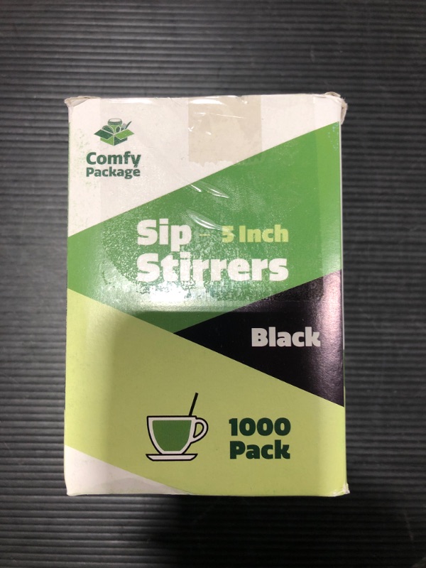 Photo 2 of 5 Inch Coffee & Cocktail Stirrers/Straws [1000 Count] Disposable Plastic Sip Stir Sticks – Black 1,000