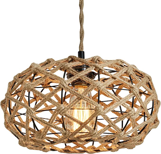 Photo 1 of amzasa woven rope cage hanging pendant light 4 light
