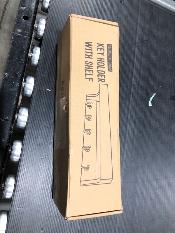 Photo 1 of Rebee Vision Key Holder for Wall with Shelf : Farmhouse 2-Color Key Rack with 5 Rustic Keys Hooks and Primitive Wood Mail Organizer Wall Mount - Decorative Entryway Décor (Retro Brown) Brown and White