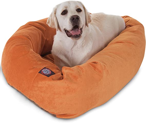 Photo 1 of 40 inch Orange Villa Collection Micro Velvet Bagel Dog Bed By Majestic Pet Products
