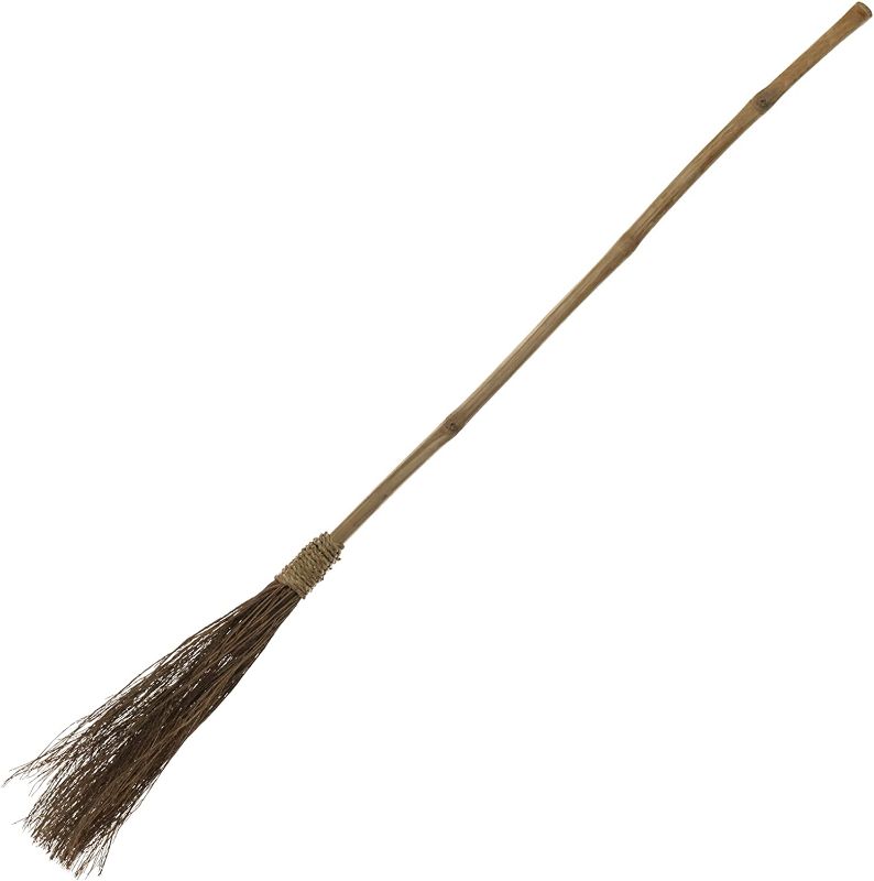 Photo 1 of amscan Classic Witch Broom, Halloween Costume Accessory, 44" Long, Bamboo Grass Straw