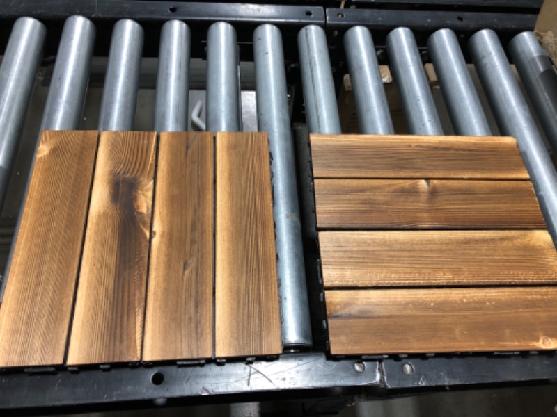 Photo 3 of 36 Pack Hardwood Interlocking Patio Deck Tiles, Wood Interlocking Flooring Tiles,12" × 12" Interlocking Patio Tiles,Outdoor Interlocking Waterproof  12" length x 12" width x 0.87" height. 