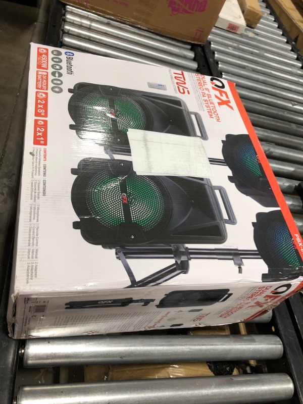 Photo 1 of PBX-800TWS 8-Inch Bluetooth Stereo PA System Comes with 2X 8 Speakers and 2X Stands, 2X Microphones, and a Remote Control