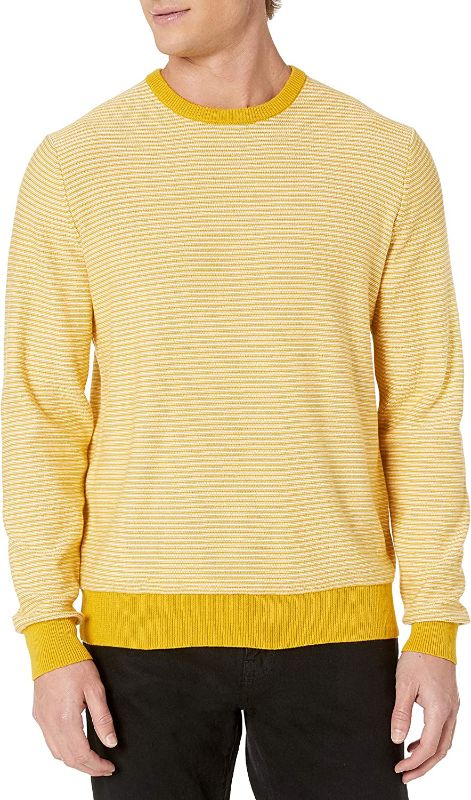 Photo 1 of Amazon Essentials Men's Crewneck Sweater , -Yellow/White Stripe, X-Small (B07XG47TF5)
