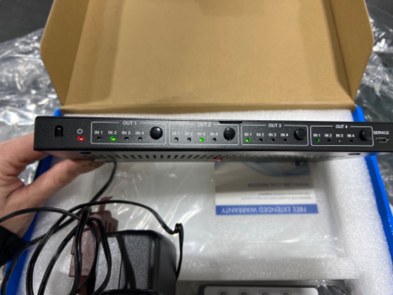 Photo 1 of 4x4 HDMI 4K Matrix Switch/Splitter by OREI (4-Input, 4-Output) with Remote Control Supports UltraHD 4K@60Hz 4:4:4, HDR, YUV, HDMI 2.0, HDCP 2.2, 3D, 1080p, 18 GBPS - Downscaler (4K & 1080p Together) 4x4 Matrix