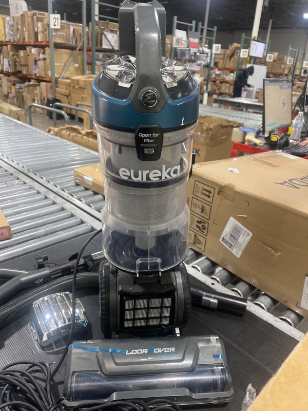 Photo 1 of Eureka FloorRover Dash Upright Pet Vacuum Cleaner, HEPA Filter, Swivel Steering for Carpet and Hard Floor, Bagless, Deep Ocean 