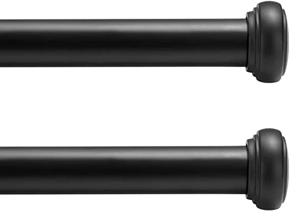 Photo 1 of 1 inch Curtain Rods,Curtain Rods for Window 66 to 120,Black Curtain Rod,Hanging Curtain Rod with Brackets,Outdoor Curtain Rod,Adjustable Curtain Rod with Cap,2 Pack

