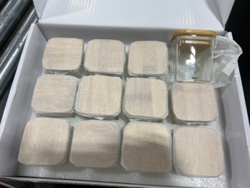 Photo 2 of 12 Pcs Square Glass Spice Jars with Natural Bamboo Lids - 5oz Airtight Herb Containers with 148 Waterproof Minimalist Spice Labels Preprinted - Empty Small Seasoning Jars for Kitchen Pantry Organization and Storage
