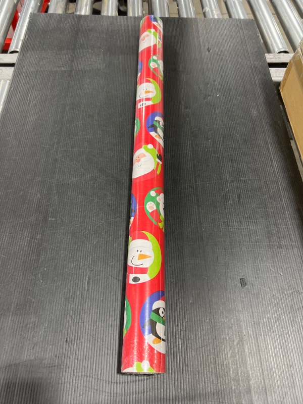 Photo 2 of American Greetings Christmas Reversible Wrapping Paper, Santa, Snowflakes, Snowmen and Characters, 4-Roll, 30", 160 Total Sq. Ft.
