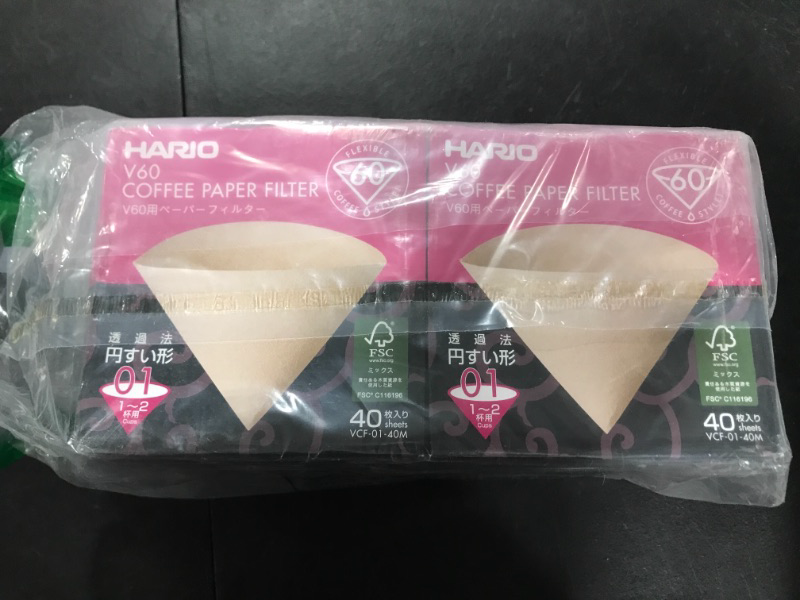 Photo 2 of 10 X Hario V60 Size 01 40-Count Boxed Coffee Natural Paper Filters, 10 Boxed Value Set (Total of 400 Sheets) 40 count Natural 01