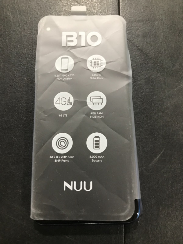 Photo 4 of NUU B10 4G LTE Android Smartphone | Unlocked(T-Mobile only) | 6.55” HD+ Display | 48MP Triple-Camera | 64GB + 4GB RAM | 4000mAh Battery | Android 11 | (Blue Color) B10-Blue
