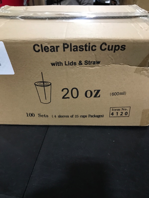 Photo 4 of [100 Sets - 20 oz.] Tankon Disposable Clear Plastic Cups With Lids and Straws 20oz. (Not Injection Cup, only Injection Lid.) 20 oz , plastic cups with lids Clear 100 Count (Pack of 1)