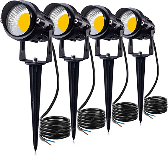 Photo 1 of 12W LED Landscape Lighting Low Voltage (AC/DC 12V) Waterproof Garden Pathway Lights Super Warm White (900LM) Walls Trees Flags Outdoor Spotlights with Spike Stand (4 Pack)