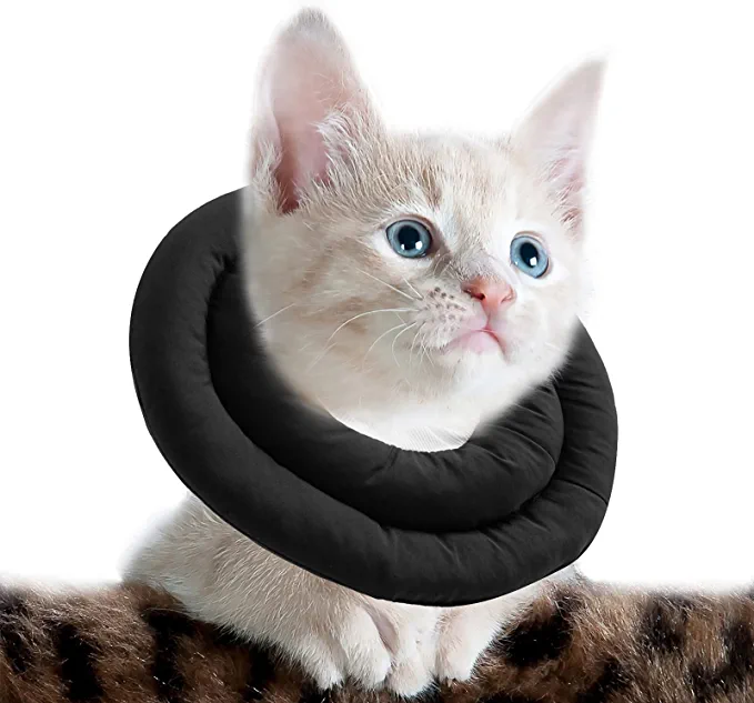 Photo 1 of Adjustable Cat Cone Collar Padded with Soft Polyester for After Surgery to Anti Lick (S,Black)