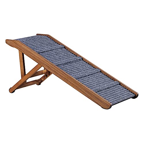 Photo 1 of BeeNbkks Pet Ramp Small Dogs Cats, Foldable Wooden Dog Ramp Safe Landing Platform and Non-Slip Traction Mat, Adjustable from 13'' to 17'', Old Injured