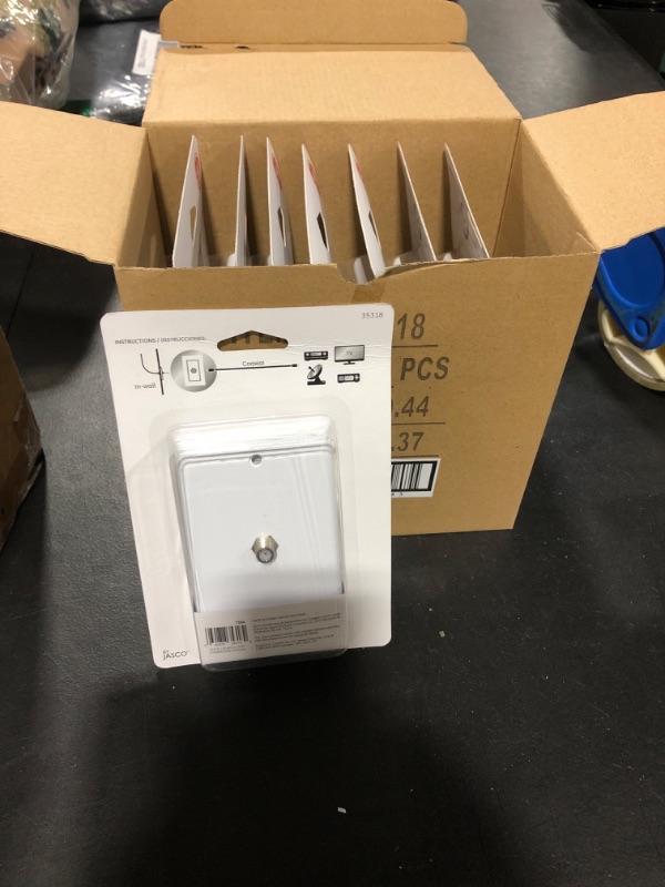 Photo 2 of GE Coaxial Cable Wall Plate, 1 Coax F Type Connector, Single Gang, White, Installation Hardware Included, for Contractors and Installers, 57395