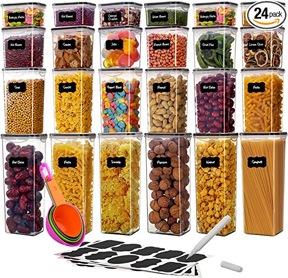 Photo 1 of Airtight Plastic Food Storage Containers with Lids, 24 Packs Stackable BPA Free Clear Pantry Organization and Storage.Durable Canisters Sets for Cereal,Sugar,Baking Supplies