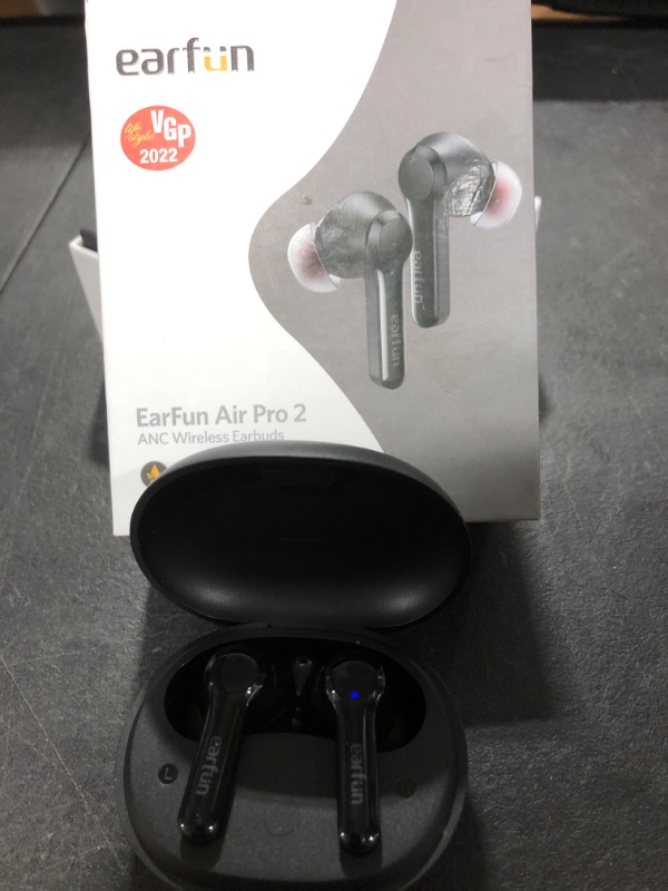 Photo 1 of EarFun Wireless Earbuds, Air Pro 2 Hybrid Active Noise Cancelling Wireless Earphones, Bluetooth 5.2 Headphones with 6 Mics Call, in-Ear Detection, Ambient Mode, 34H Playtime Wireless Charging, Black