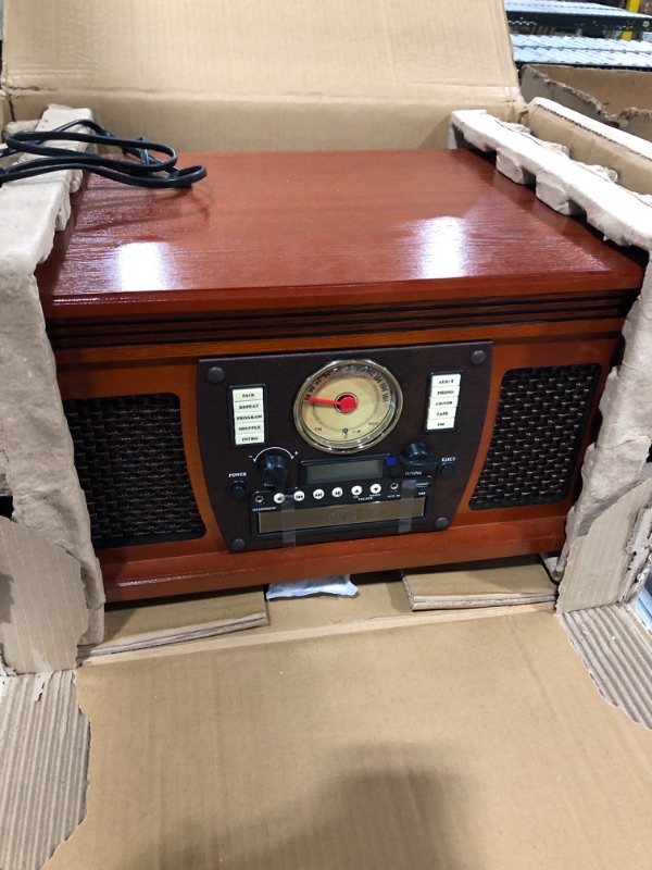 Photo 2 of Victrola Navigator 8-in-1 Classic Bluetooth Record Player with USB Encoding and 3-Speed Turntable Bundle with Victrola Wooden Stand for Wooden Music Centers with Record Holder Shelf, Mahogany