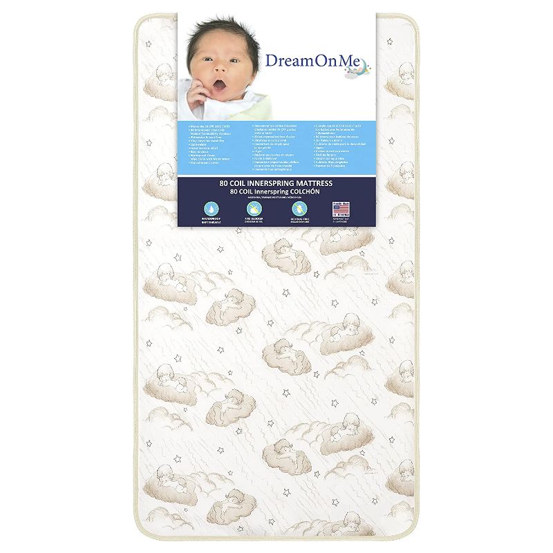 Photo 1 of Dream On Me 2-in-1 Breathable Twilight 5" Spring Coil Crib and Toddler Bed Mattress with Reversible Design I White/Brown I Greenguard Gold Certified I JPMA Certified
