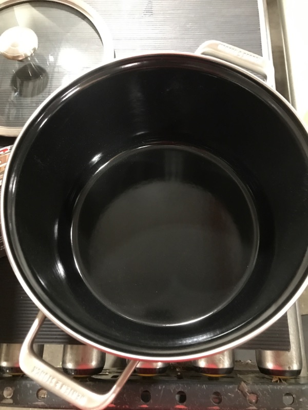 Photo 3 of Merten & Storck European Crafted Steel Core Enameled Cookware, 6.3QT Stock Pot with Lid, Induction, PFAS & PTFE Free, Dishwasher Safe, Oven & Broiler Safe, Merlot Red 6.3QT Stock Pot with Lid Merlot Red