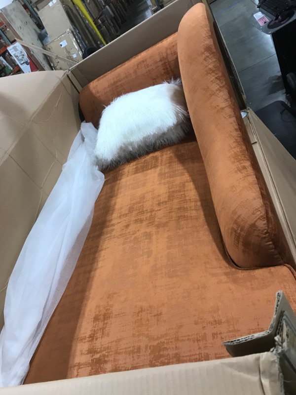 Photo 3 of (SET 1 OF 3 NOT FULL SET) Acanva Collection Mid-Century Vintage Velvet Camelback Living Room Sofa, 3 Piece Tangerine
