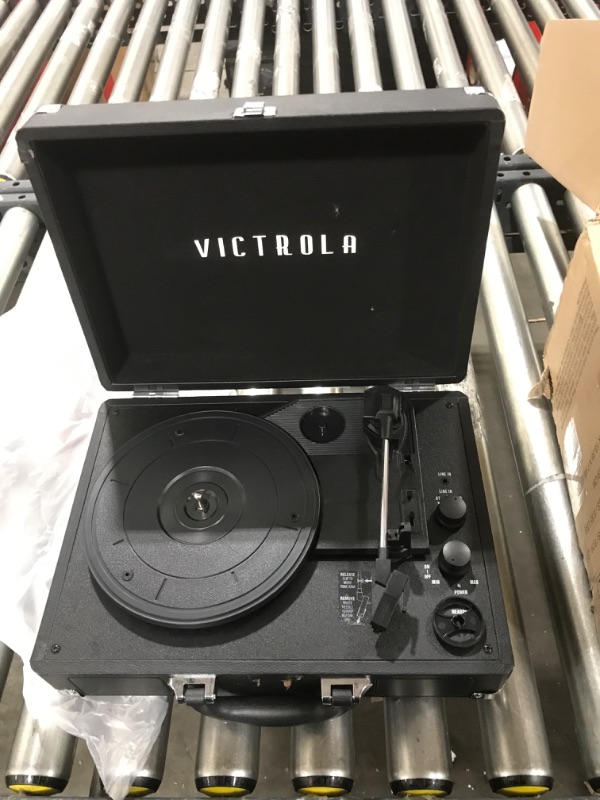 Photo 2 of Victrola Vintage 3-Speed Bluetooth Portable Suitcase Record Player with Built-in Speakers | Upgraded Turntable Audio Sound| Includes Extra Stylus | Black, Model Number: VSC-550BT-BK, 1SFA