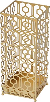 Photo 1 of Adeco Metal Stand Holder Organizer Entryway Freestanding, for Canes, Walking Sticks Umbrella Racks, Square, Gold
