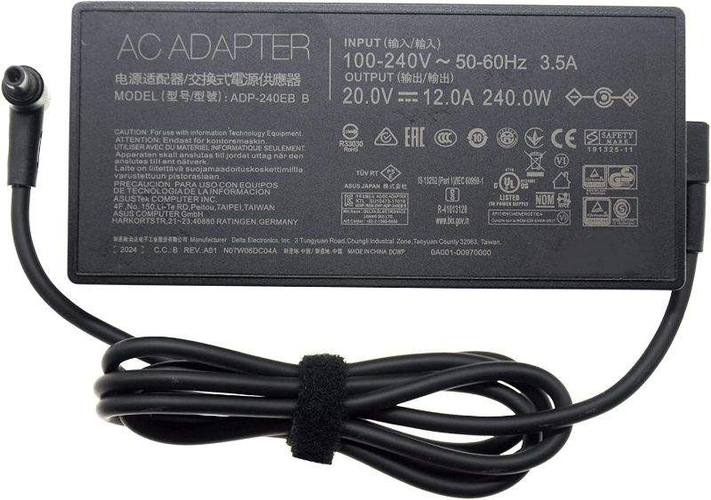 Photo 1 of 240W 12A Charger for ASUS ROG: ADP-240EB B ROG 15 Zephyrus S15 S17 G15 G513 GX550LXS RTX2080 G733QM G733QR G733QS G733QSA RTX2080 Laptop Power Supply AC Adapter
