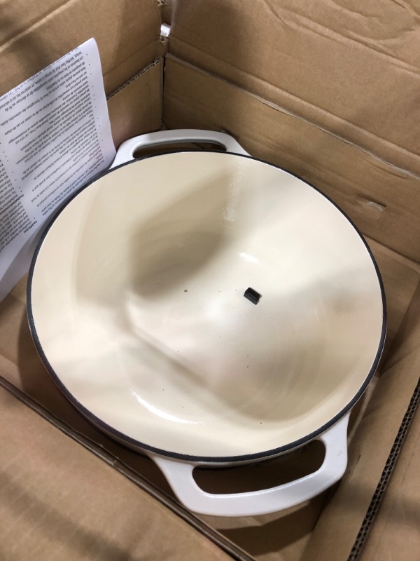 Photo 3 of Amazon Basics Enameled Cast Iron Covered Dutch Oven, 7.3-Quart, Matte White Matte White 7.3-Quart Oven