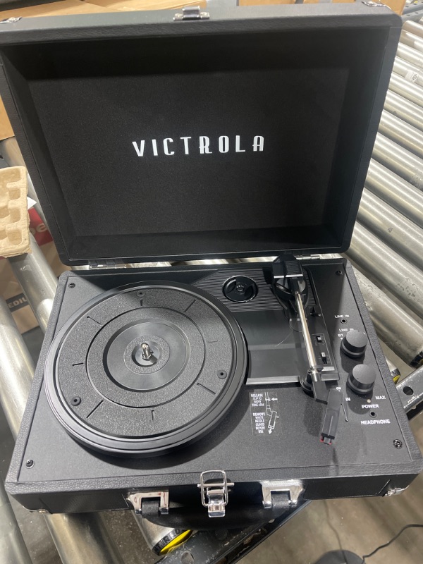 Photo 2 of Victrola Vintage 3-Speed Bluetooth Portable Suitcase Record Player with Built-in Speakers | Upgraded Turntable Audio Sound| Includes Extra Stylus | Black, Model Number: VSC-550BT-BK, 1SFA
