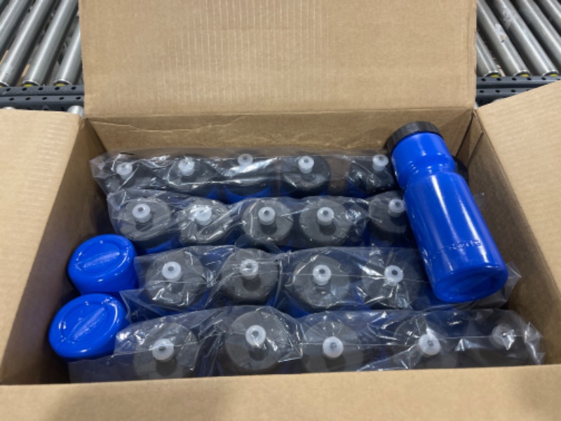 Photo 3 of 50 Strong Sports Squeeze Water Bottle Bulk Pack - 24 Bottles - 22 oz. BPA Free Easy Open Push/Pull Cap - Made in USA (Blue)
