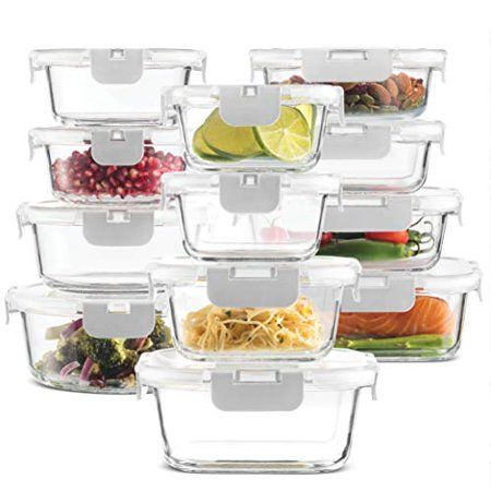 Photo 1 of 24-Piece Superior Glass Food Storage Containers Set - Newly Innovated Hinged BPA-free Locking Lids - 100% Leakproof Glass Meal-Prep Containers, Great
