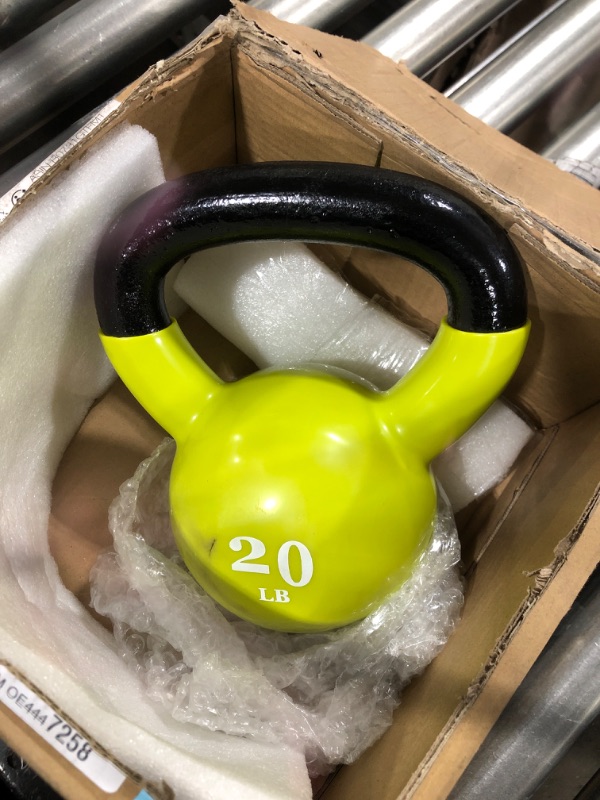 Photo 2 of Amazon Basics Cast Iron Kettlebell with Enamel Finish, 20-Pound, GREEN
