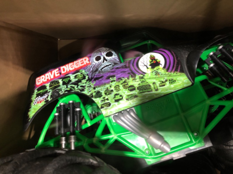 Photo 4 of Monster Jam, Official Mega Grave Digger All-Terrain Remote Control Monster Truck with Lights, 1: 6 Scale, Kids Toys for Boys