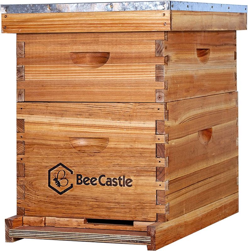 Photo 1 of 8 Frame Bee Hive Complete Beehive Kit, 100% Beeswax Coated Bee Hive Includes Frames and Beeswax Coated Foundation Sheet (2 Layer)
