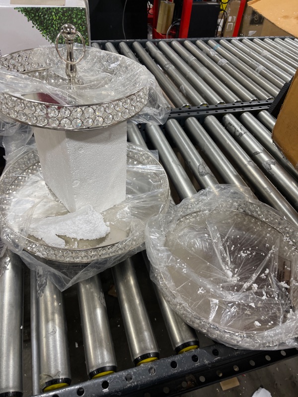 Photo 3 of 3 Tier Cake Stand-Cupcake Stand- Dessert Display or Fruit Stand with Sparkling Clear Rhinestone Crystal for Weddings, Birthdays, Parties or Home Decorations