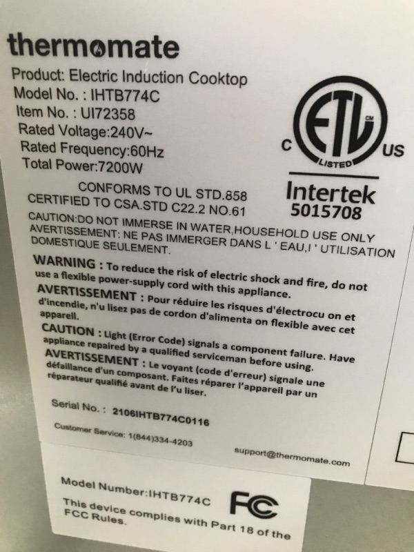 Photo 5 of 30 Inch Induction Cooktop, thermomate Built-in Electric Stove Top, 240V Electric Smoothtop with 4 Boost Burner, 9 Heating Level, Timer, Kid Safety Lock, Keep Warm Function, ETL & FCC Certified
