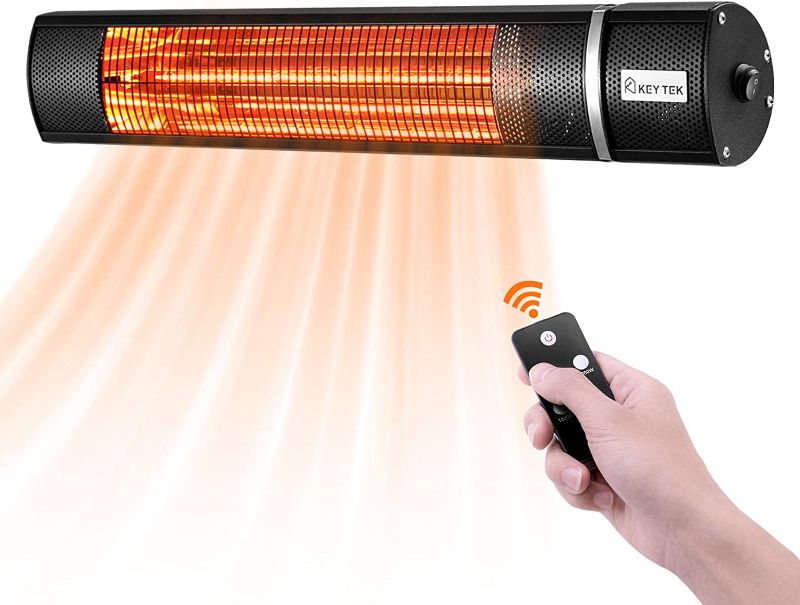 Photo 1 of  Wall-Mounted Patio Heater Electric Infrared Heater Indoor/Outdoor Heater Electric for Garage Backyard Wall Patio Heater Waterproof with Remote Control Golden Tube for Fast Heating, Silver
