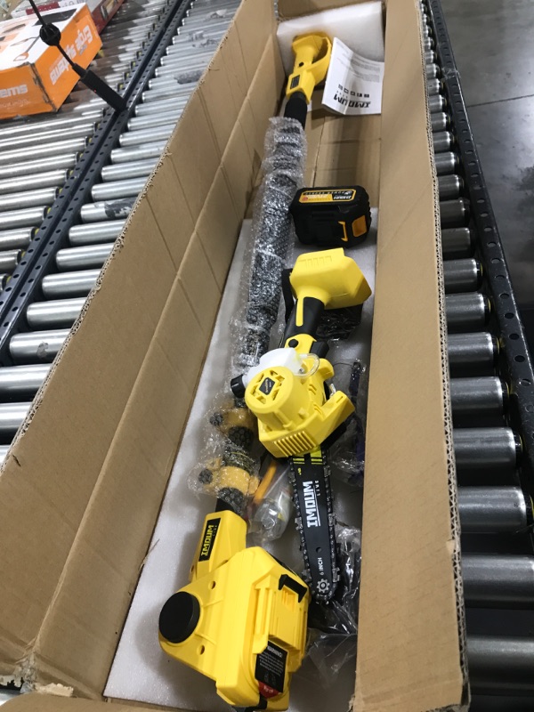 Photo 1 of ?2-in-1?Cordless Pole Saw & Mini Chainsaw, IMOUMLIVE Brushless Chainsaw, 6.9 LB Lightweight, 21V 3.0Ah Li-ion Battery, 6" Cutting with Oiling Syst
