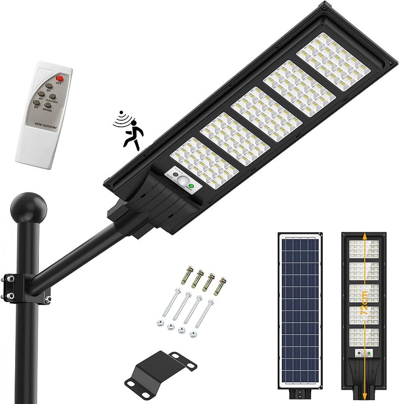 Photo 1 of 300W Solar Street Light Outdoor, 400LED Solar Flood Lights Outdoor Dusk to Dawn Motion Sensor, with Remote Control & Bracket, Security Solar Outdoor Lights IP66 Waterproof Lamp for Yard Garden Street
