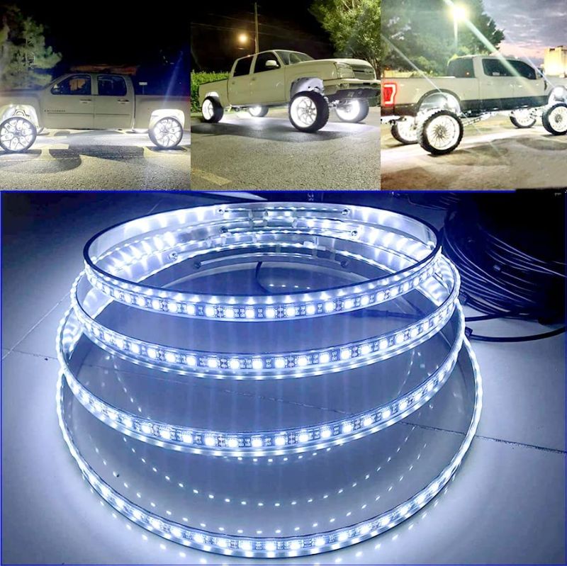 Photo 1 of Hundalights 15.5IN 288LEDs Brightest White Wheel Lights Wheel Rim Lights Solid White Rim Light Up for Truck VEHICAL Offroad Switch Ctrl 14 Flash Patterns IP68 Waterproof
