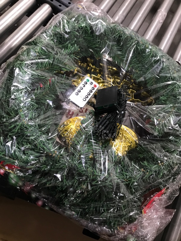 Photo 1 of 24inch Christmas Wreath with LED String Lights Xmas Decorations Multicolor
