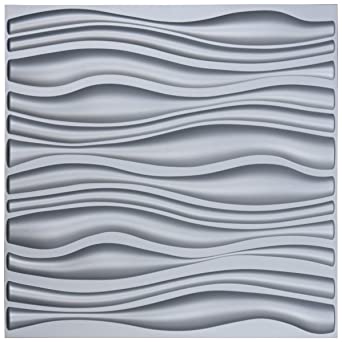 Photo 1 of Art3d PVC Wave Board Textured 3D Wall Panels, Grey, 19.7" x 19.7" (12 Pack)?
