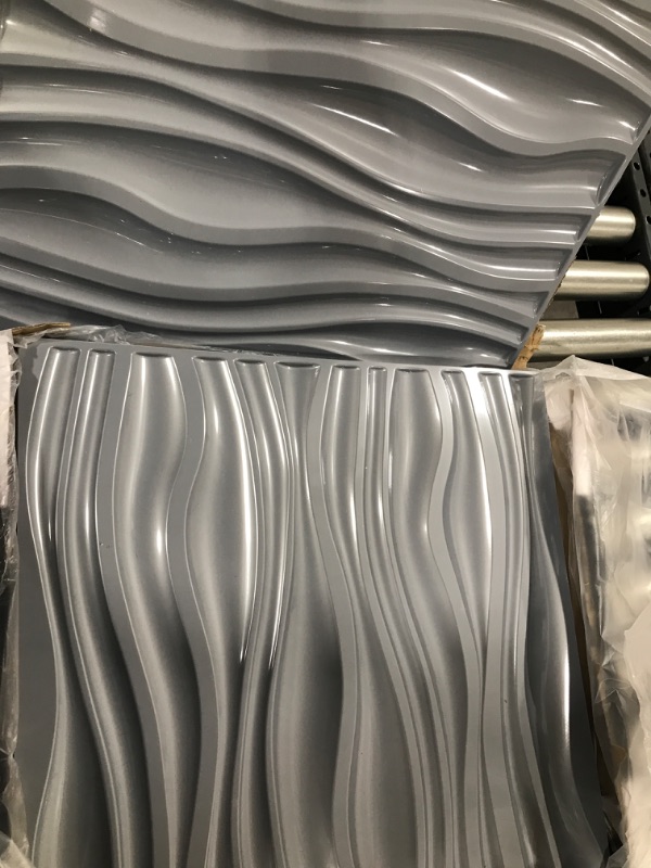 Photo 2 of Art3d PVC Wave Board Textured 3D Wall Panels, Grey, 19.7" x 19.7" (12 Pack)?
