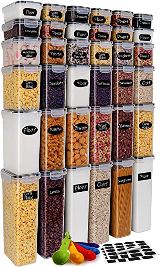 Photo 1 of Airtight Food Storage Containers 36-Piece Set, Kitchen & Pantry Organization, BPA Free Plastic Storage Containers with Lids, for Cereal, Flour, Sugar, Baking Supplies, Labels & Measuring Cups

