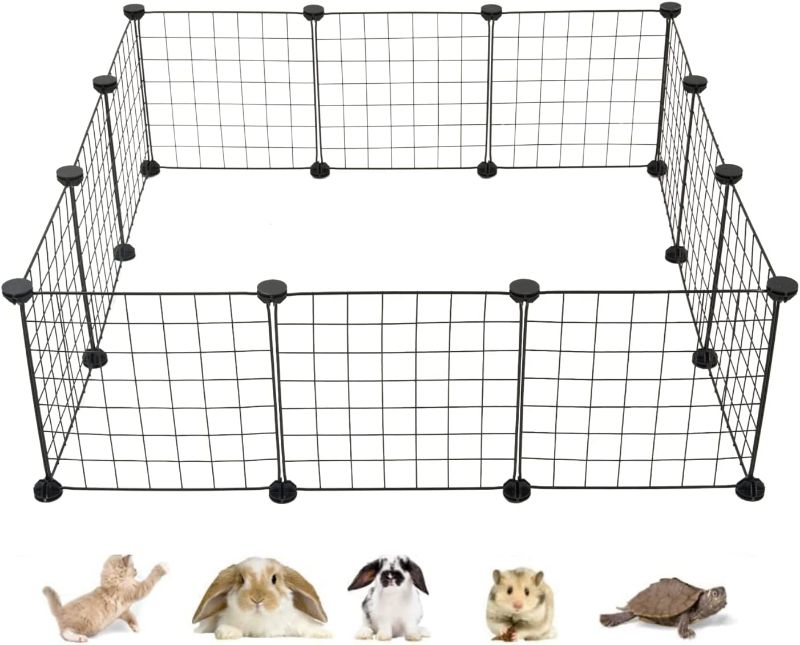 Photo 1 of ALLISANDRO Small Animal Playpen, Small Animal Cage for Indoor Outdoor Use, Portable Metal Wire Yard Fence for Small Animal, Guinea Pigs, Bunny, Turtle, Hamster (11.8x11.8)
